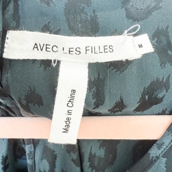 Avec Les Filles Romper Womens Sz Medium Cold Shoulder Ruffle Leopard Edgy Casual - Picture 5 of 7